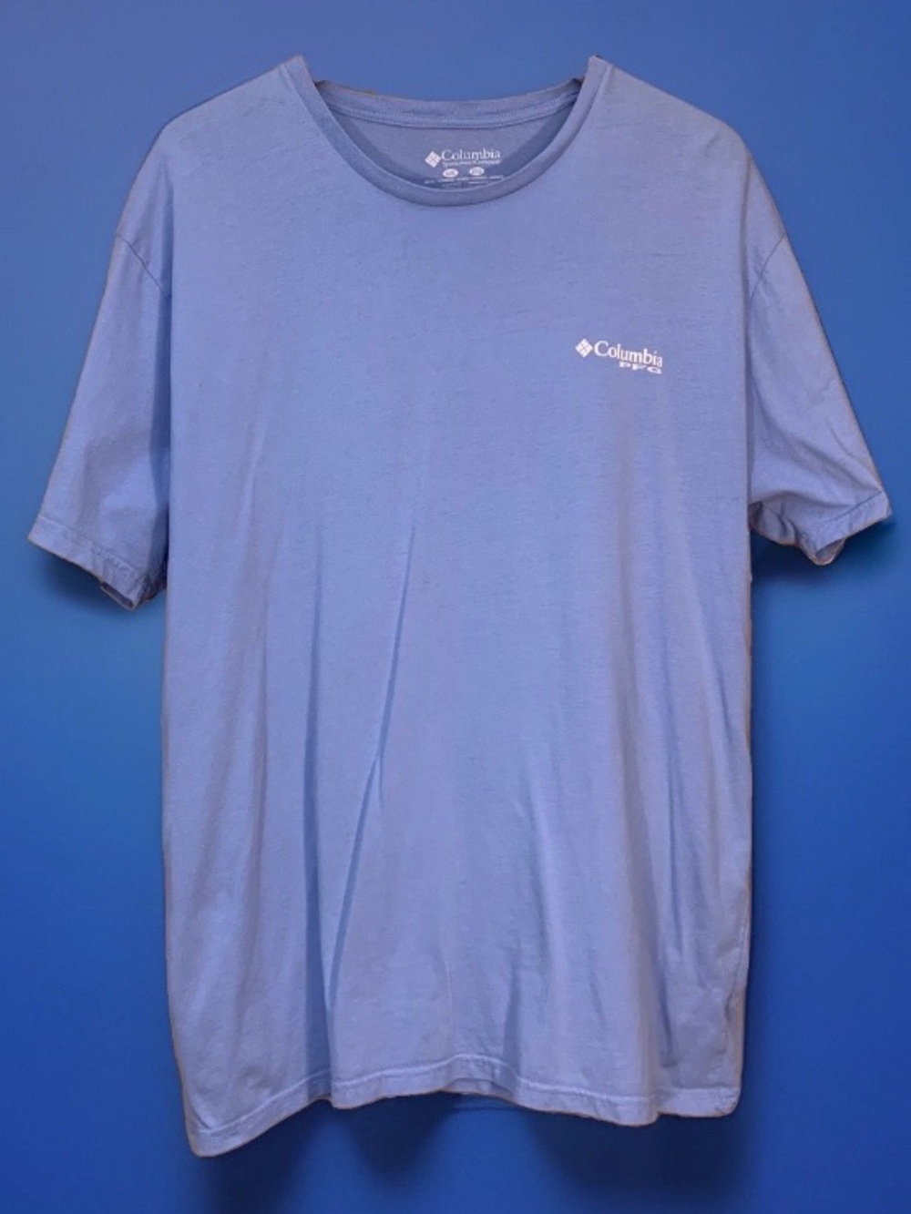 Columbia Men’s PFG Blue Performance Fishing Gear Short Sleeve Graphic Size XXL